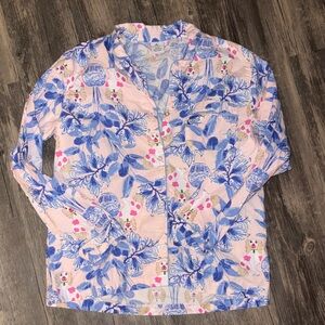 8 oak Lane - pajama top blue / pink with dogs 
Small
